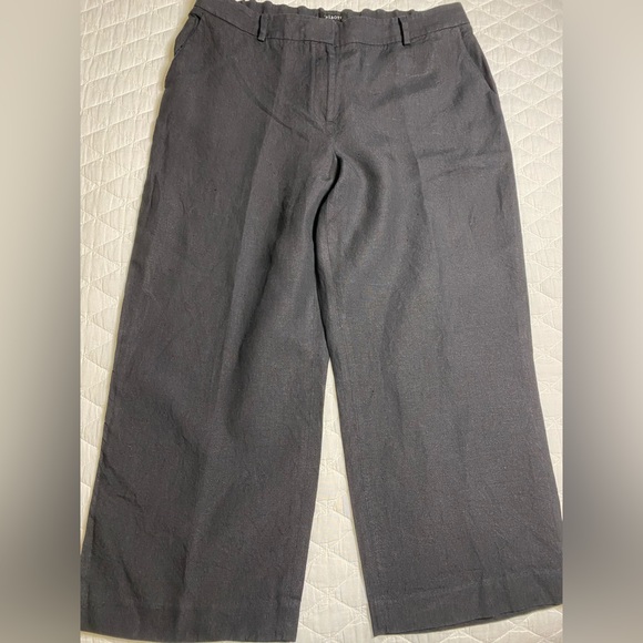 Talbots Size 14 Black 100% Linen Lightweight Cropped Elastic Waistband Pants - Picture 8 of 15